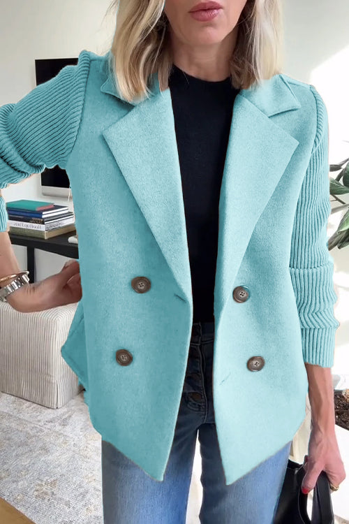 Claire - Elegant Knit-Sleeve Blazer