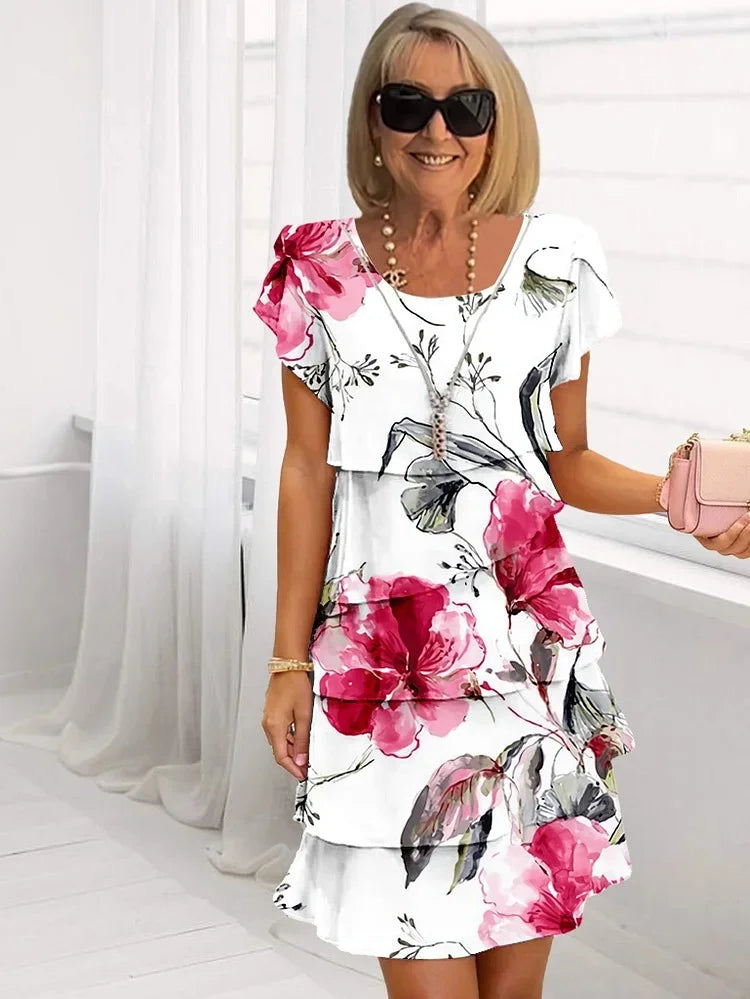 Giselle - Pleated Ruffled Floral Dress