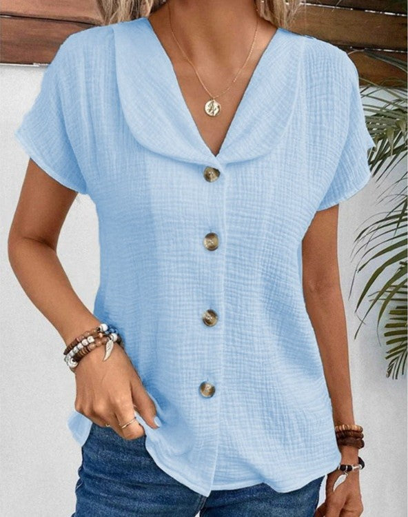 Josie - V-neck collared Blouse