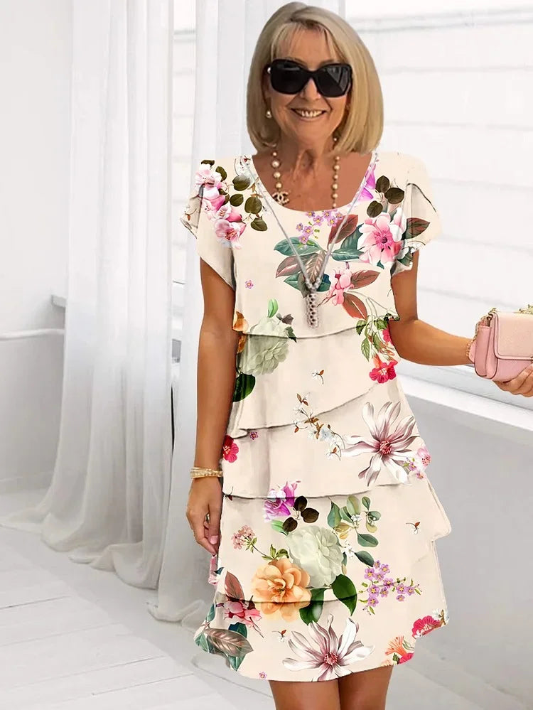 Giselle - Pleated Ruffled Floral Dress