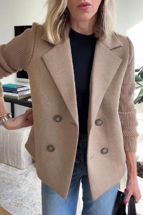 Claire - Elegant Knit-Sleeve Blazer