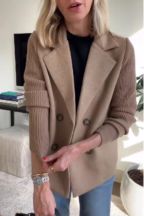 Claire - Elegant Knit-Sleeve Blazer